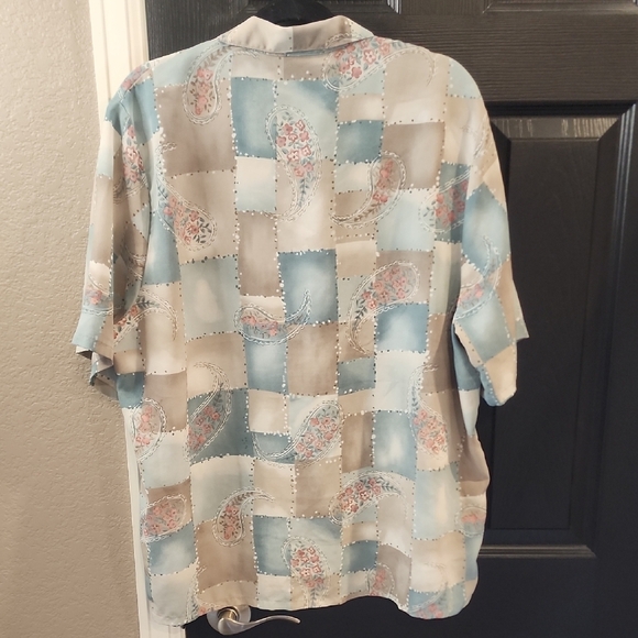 BonWorth Blue and Gray Casual Button Down Shirt - Picture 3 of 3